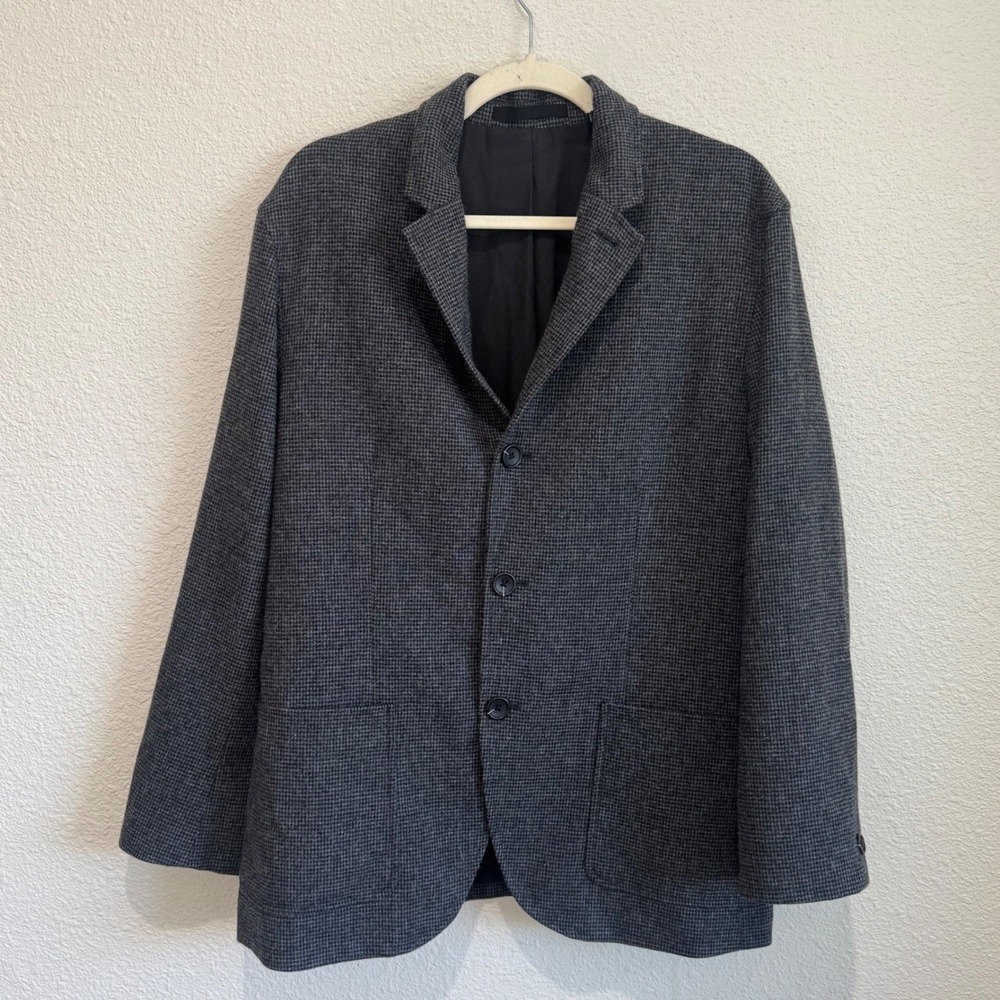 Club Monaco Mens Wool Micro Houndstooth 3-Button Blazer Charcoal Grey Size 40